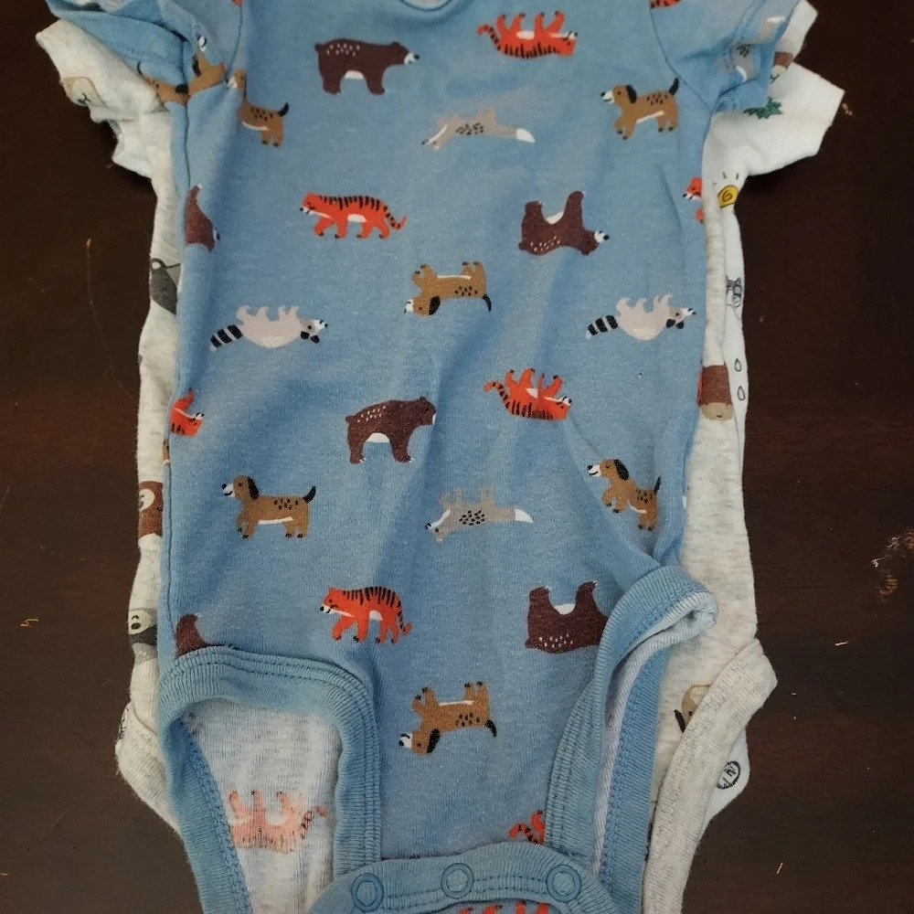 Carter's Baby Boy Bodysuits 5 Pack Animal Size 6M - Picture 7 of 12
